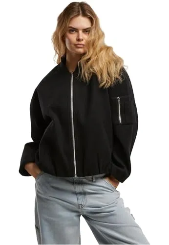 Urban Classics Damen Bomberjacke Faux Wool Bomber Jacket - Klassische Blousonjacke aus robustem Polyester, perfekt für die Übergangszeit. Leicht, warm und mit praktischem Reißverschluss sowie elastischen Bündchen für optimalen Sitz. Ideal für lässige und schicke Styles!