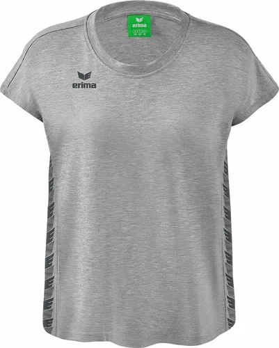 Erima Freizeit-Shirt Essential Team - hellgrau/grau Damen - T-Shirt in modischem, taillierten Schnitt aus weichem Baumwollmix für hohen Tragekomfort und natürliche Bewegungsfreiheit. Stylischer ERIMA Schwingen-Print an der Seite macht es zum Hingucker.