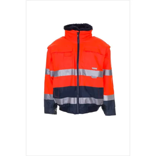 Winterjacke 2046 in Warnorange/Marineblau, Größe 2XL - Robuste Warnschutzjacke 2046, leuchtorange und marineblau, bietet optimale Sichtbarkeit und Sicherheit bei der Arbeit, ideal für Outdoor-Einsätze.