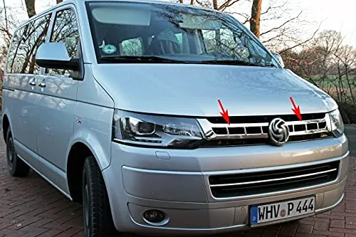 Recambo Edelstahl chrom Kühler Grill Abdeckung Blende 2tg kompatibel für VW T5 Facelift 2009-2015
