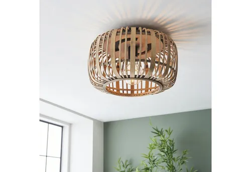Lightbox Deckenlampe im Nature Stil - Boho Design mit E27 Fassung - Elegante Deckenleuchte aus Metall und Bambus, ideal für jeden Raum. Setze energiesparende LED-Leuchtmittel ein und genieße die dimmbare Funktion für individuelle Lichtstimmungen.