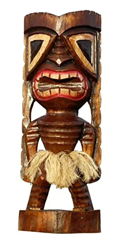 Wogeka - Schöne Tiki Figur - Schnitzerei aus Holz als Geschenk-Idee zu Geburtstag Weihnachten zur Dekoration Neuseeland Handarbeit (02 bunt)