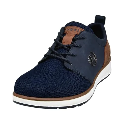 Bugatti Herren Schnürschuhe mit Leder-Anteil in Blau, 41 - Herren-Sneaker mit elegantem Design und Sneaker-Attitüde, ausgestattet mit seitlichem metallenen Logo für einen stilvollen Look.