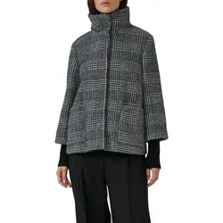 s.Oliver BLACK LABEL Outdoorjacke für Damen, Größe 40, grau-schwarz kariert - Funktionsjacke mit lässigem Schnitt, hochschließendem Kragen und pflegeleichtem Webmaterial, ideal für Outdoor-Aktivitäten und entspannte Abende im Garten.