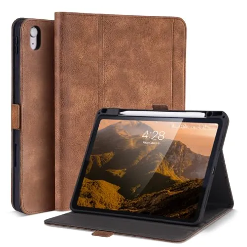 AsileCuir Hülle für iPad A16 (11. Gen)/ iPad 10. Generation, Dunkelbraun
