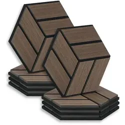 Homestyle4u Akustikpaneel - Sechseckig, Braun, 30x26x2 cm - Wand & Decke, schalldämpfend für bessere Raumakustik und stilvolles Wabendesign, ideal für kreative Akzentwände in jedem Raum.