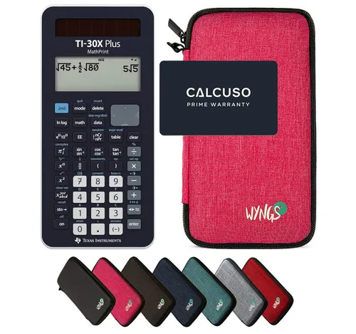Texas Instruments TI-30X Plus MathPrint mit WYNGS Schutztasche Pink - Wissenschaftlicher Taschenrechner für Schule und Studium, hochauflösendes Display, Solar- und Batteriebetrieb, inklusive robuster Schutztasche für optimalen Schutz.