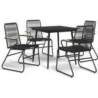 vidaXL 5-tlg. Garten-Essgruppe Schwarz PVC Rattan - Gartenmöbel-Set mit strapazierfähigem PVC-Rattan, ideal für gemütliche Stunden im Freien. Witterungsbeständig und stabil, perfekt für Garten oder Terrasse.