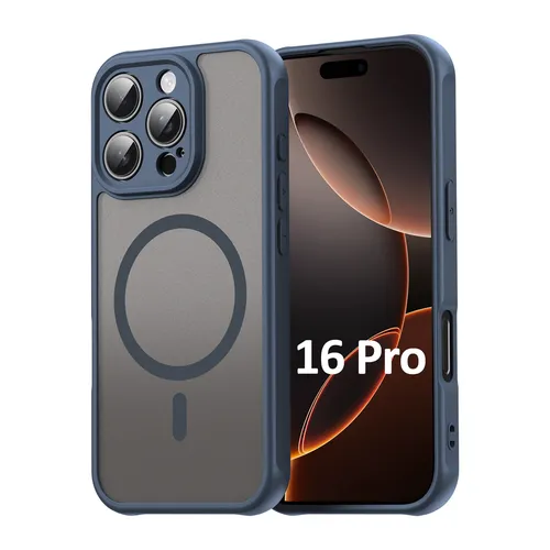 Magsafe Handyhülle für Apple iPhone 16 Pro Matt Case Schutzhülle Kratzfest Blau
