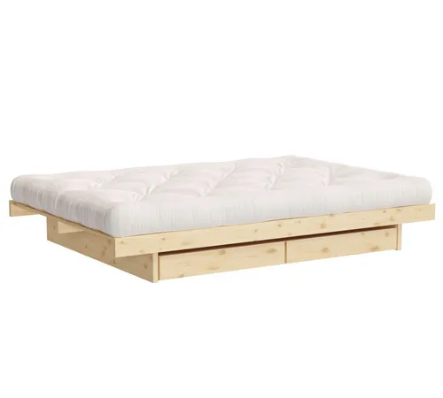 Karup Design Kanso Bett mit Schubladen, 140 x 200 cm - Betten: Minimalistisches Kiefernbett mit praktischen Schubladen für zusätzlichen Stauraum und elegantes Design.
