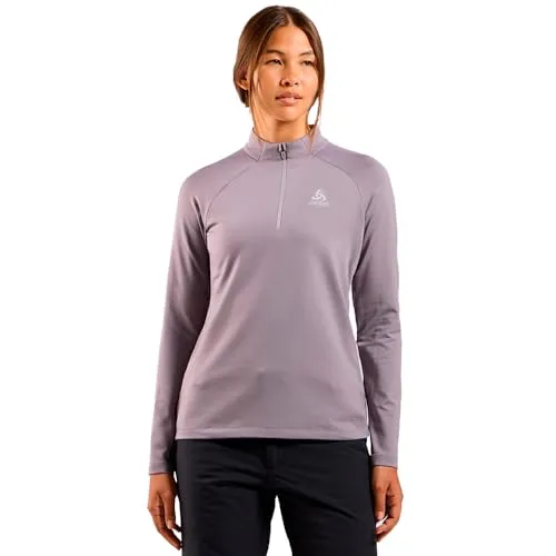 Odlo Fleecepullover Damen Essential Light I Midlayer mit Halbreißverschluss - Skipullis für Frauen, wärmend und aus recyceltem Material mit optimaler Bewegungsfreiheit für Outdoor-Aktivitäten.