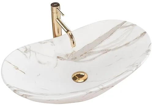 Rea Aufsatzwaschbecken ROYAL LAVA MAT - Elegantes Handwaschbecken - Waschschalen aus hochwertiger Keramik, in edlem Marmorimitat-Design, ideal für stilvolle Badezimmergestaltungen.