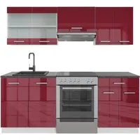 Vicco Küchenzeile R-Line, Bordeaux Hochglanz/Weiß, 200 cm von Vicco