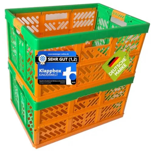 KiNDERWELT Profi-Klappbox 45 L - Robuste Faltbox für bis zu 50 kg - Aufbewahrungsboxen mit hoher Tragkraft von 50 kg, platzsparend zusammenklappbar und ideal für Büro, Zuhause oder Reisen. Robustes Design aus stabilem Kunststoff.
