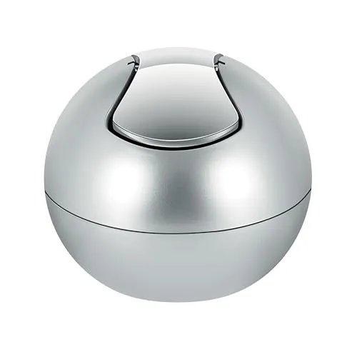 Spirella Kosmetikeimer 1 Liter - Eleganter Schwingdeckeleimer in Silber - Abfallbehälter fürs Bad, ideal für Kaffeepads und Teebeutel. Mit abnehmbarem Deckel für einfache Reinigung und in modernem Design für stilvolle Ordnung.