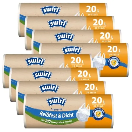 8x Swirl Tragegriff Müllbeutel 20L (20 stk./Rolle)