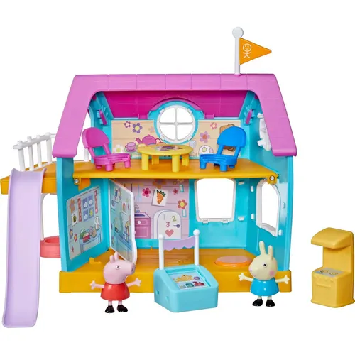 Peppa Pig Peppas Kinder-Clubhaus - Spielset ab 3 Jahren, inkl. 2 Spielfiguren und 7 Zubehörteilen, mit beweglichen Elementen und spannenden Geräuschen
