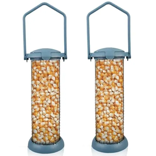 Stück Vogelfutterhaus Aufhängen, Metall Vogelhäuschen Hängend Vogelfutterstation Vogelfutterspender Futterhaus für Vögel Wetterfest mit Dach Bird Feeder für Balkon, Garten, Gitterdesign H 22cm 2