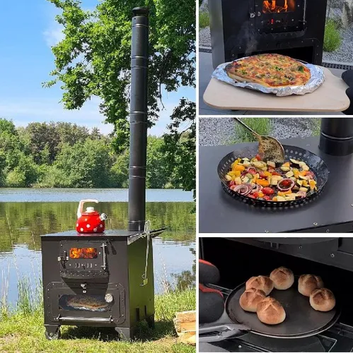 ECOfoxx Grillkamin Gartenherd ELISE - Notkocher - Grillkamin für Garten und Terrasse, ideal zum Kochen und Backen mit gemütlicher Wärme und sicherer Verbrennung. Verlängern Sie die Gartensaison stilvoll!