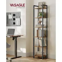 VASAGLE Bücherregal aus Stahl, 6 Ebenen in Ebenholzschwarz von VASAGLE
