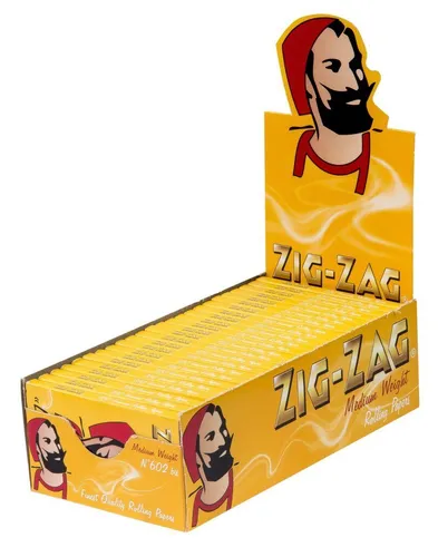 Zig-Zag Gelb No.602 Zigarettenpapier Display 25 Heftchen à 100 Blättchen