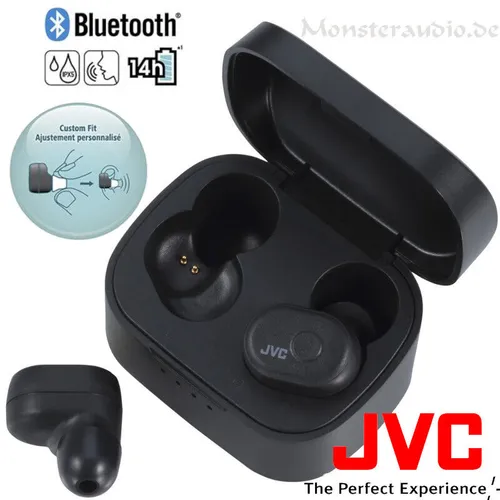 JVC HA-A10T - True Wireless In-Ear Kopfhörer, spritzwassergeschützt mit 14 Stunden Akkulaufzeit und Memory Foam für optimalen Tragekomfort