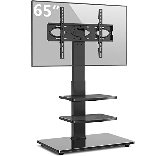 RFIVER TV Ständer TV Standfuß mit 3 Ablagen für 32-70 Zoll Flach Curved TV Fernsehständer TV Standfuss Höhenverstellbar Drehbar Max. VESA 400x400 mm bis 50 kg