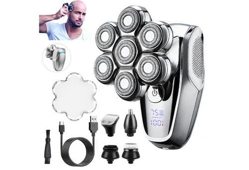 OKWISH Elektrorasierer Rasierer Herren elektrisch Rasierapparat Haartrimmer, All in 1 Haarschneider Rasur Präzisionstrimmer, Mit IPX7 wasserdicht LED-Anzeige USB-C Schnellladung, mit 5 Aufsätzen