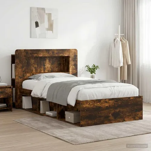 Maison Exclusive Bettgestell mit Stauraum Geräucherte Eiche 100 x 200 cm
