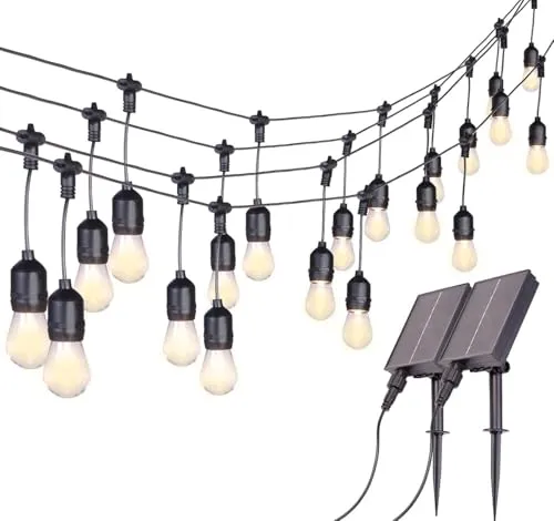 Lunartec Partylichterketten außen: 2er-Set Solar-E27-Glühbirnen-Lichterkette für außen, 10 E27-Birnen (Partybeleuchtung Lichterketten, Solar Lampe, Batterie Leuchten)