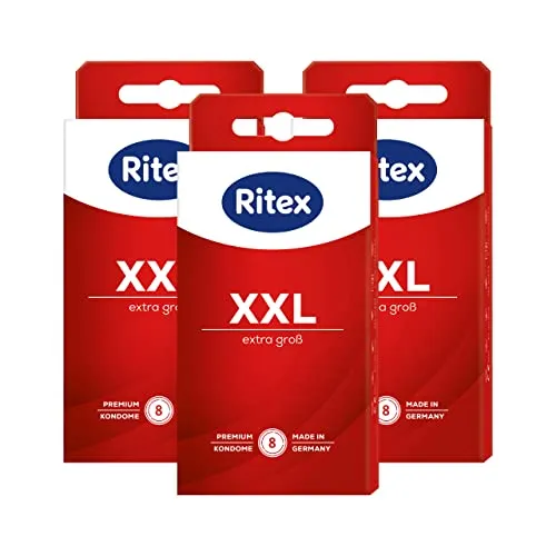 Ritex Kondome XXL – Extra große Kondome 24 Stück für mehr Komfort & intensives Empfinden, Kondom mit extra viel Gleitfilm – vegan, dermatologisch getestet, Made in Germany