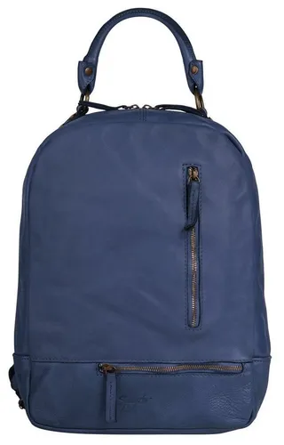 Samantha Look Rucksack Damen 022063 blau - Eleganter Damen Rucksack aus italienischem Rindleder im Vintage-Look. Mit praktischem bodentiefe Reißverschluss und viel Stauraum, inklusive Smartphonefach – perfekt für den Alltag!