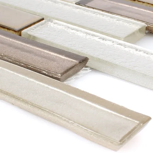 Glas Keramik Mosaikfliesen Permoser Kupfer Weiss in beige von Mosafil