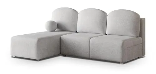 Masseno Ecksofa Trama NV mit Schlaffunktion L-Form, Sofa mit Bettkasten, Wohnzimmersofa, Couch, Soffa, Bettsofa, Couchgarnitur- Hellgrau, Neve 83