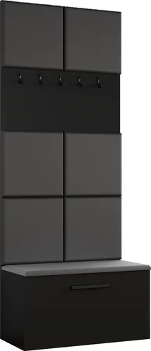 Masseno Garderobe-Set MODULO 80,6 cm - Modern, Schwarz - Elegante Garderobe MODULO für Ihren Flur. Bietet praktischen Stauraum für Jacken und Schuhe. Modernes Design und hochwertige Materialien sorgen für Langlebigkeit und Stil.