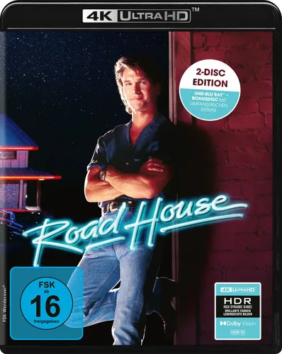 Road House - 2-Disc Edition (4K Ultra HD) (+ Bonus-Blu-ray) - Action-Kultklassiker in hochauflösender 4K Ultra HD, inklusive Bonus-Blu-ray für ultimatives Filmvergnügen, freigegeben ab 16 Jahren.