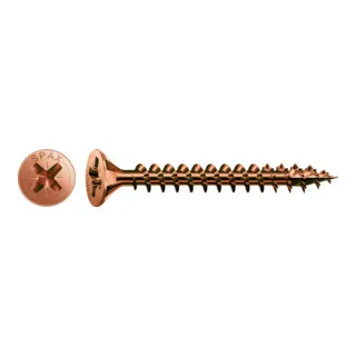 SPAX Universalschraube 3,5 x 25 mm, 1000 Stück - Kreuzschlitz Z2 - Holzschrauben für Restauration von antiken Möbeln, brüniert für optimale Kraftübertragung, kein Vorbohren nötig dank 4CUT-Spitze, Made in Germany mit europäischer Zulassung.
