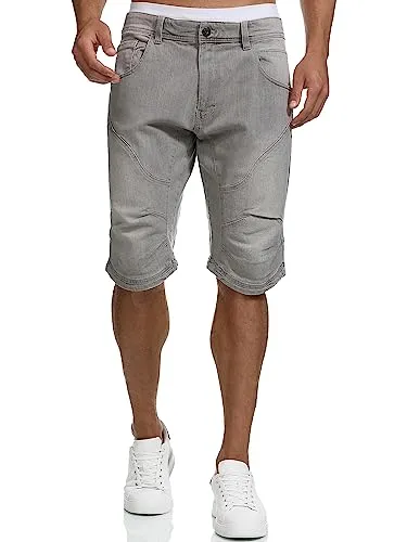 Indicode 3/4-Jeans Leon Denimshorts grau XL - Herren-Shorts aus elastischem Denim mit 5 praktischen Taschen, ideal für lässige Styles und Komfort im Alltag.