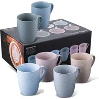 Stanley Rogers 6-teiliges Tassen-Set – Modernes Rautendesign - Kaffeetassen & Becher – Hochwertiges New Bone Material, ideal für Heißgetränke und perfekt für entspannte Kaffeepausen mit Familie und Freunden.