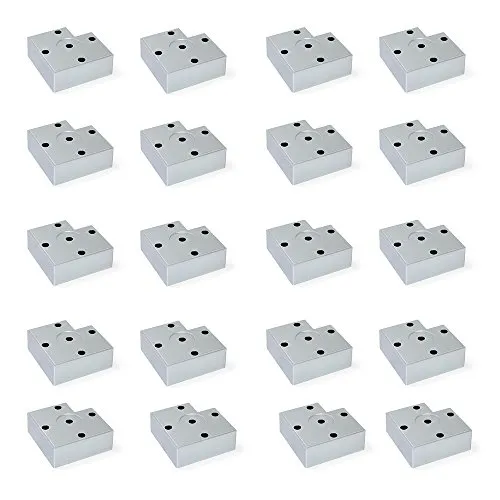 Emuca 2039125 Set aus 20 Füßen für Möbel/Schrank/Bett aus Aluminiumfarbenem Kunststoff, 30 mm