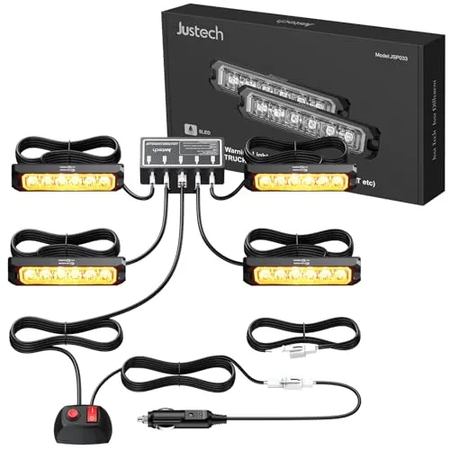4er 6LED Warnlicht Stroboskoplicht für LKW und Truck - Außenlampen mit IP68 Wasserdichtigkeit, superhell und langlebig, ideal für Notfälle und Reparaturen. Einfache Installation mit 8 Blinkmodi für maximale Sicherheit.
