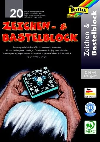 FOLIA ZEICHEN- UND BASTELBLOCK A4 SCHWARZ BASTELPAPIER