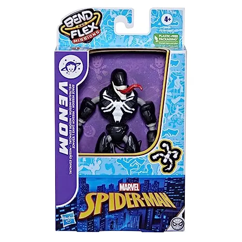 Spider-Man Bend and Flex Venom Figur - Actionfigur aus der Marvel Reihe, 15 cm groß, biegsame Arme und Beine für kreative Posen, ideal für Kinder ab 4 Jahren und spannende Weltraum-Missionen.