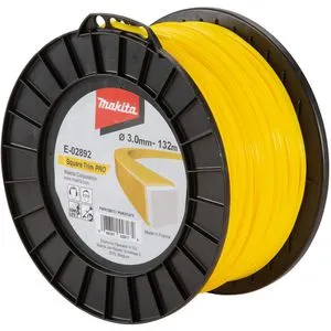 Makita Trimmerfaden E-02892, 4kant, viereckig, 3,0mm x 132m - Mähfaden mit 30% längerer Standzeit und hoher Lebensdauer. Viereckige Form für präzise Schnitte und einfache Auswahl dank farbcodierter Durchmesser.