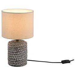 Reality Leuchten LED Nachttischlampe, Dimmfunktion, LED wechselbar, Warmweiß, kleine ausgefallene Keramik Lampe dimmbar mit Stoff Lampenschirm, 26cm beige