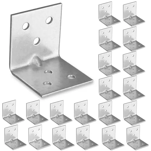 OMIDEAS 20 x Winkelverbinder (30 x 30 x 30) Winkel L Klammern Eckwinkel 90 Grad Lochwinkel Bauwinkel Holzverbinder MetallWinkel Möbel Stuhl Verbinder Verzinkt