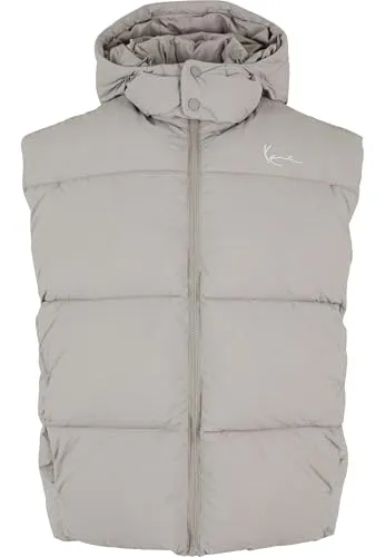 Karl Kani Small Signature Puffer Vest M light grey - Herren-Westen, stylische Puffer-Weste mit Kapuze für urbanen Look und optimalen Tragekomfort in jeder Jahreszeit.