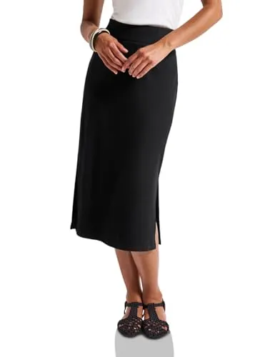 Stylischer Midi-Rock mit Rippstruktur - Röcke für Damen mit elastischem Bund und seitlichen Schlitzen für optimalen Tragekomfort. Modische Rippstruktur in hochwertiger Jersey-Qualität.