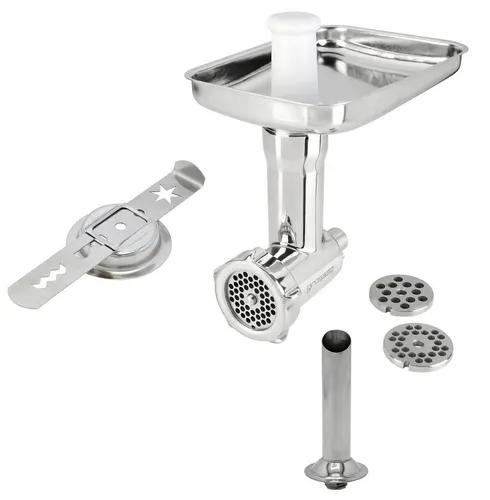 grossag Fleischwolfaufsatz KFW 500 Set 1354 - Zubehör für KitchenAid Küchenmaschinen, ideal zum Hacken und Pürieren von Zutaten. Inklusive Wurstfüll-Vorsatz und Spritzgebäck-Vorsatz für vielseitige Einsatzmöglichkeiten.