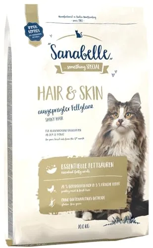 Bosch Sanabelle Hair & Skin 10kg - Katzenfutter, speziell entwickelt zur Verbesserung der Felleigenschaften für gesunde und glänzende Katzenhaare.